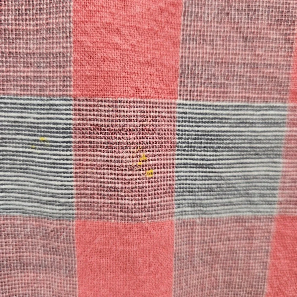 Flag & Anthem Mens XL Salmon Pink Grey Buffalo Plaid Button Down Flannel Shirt